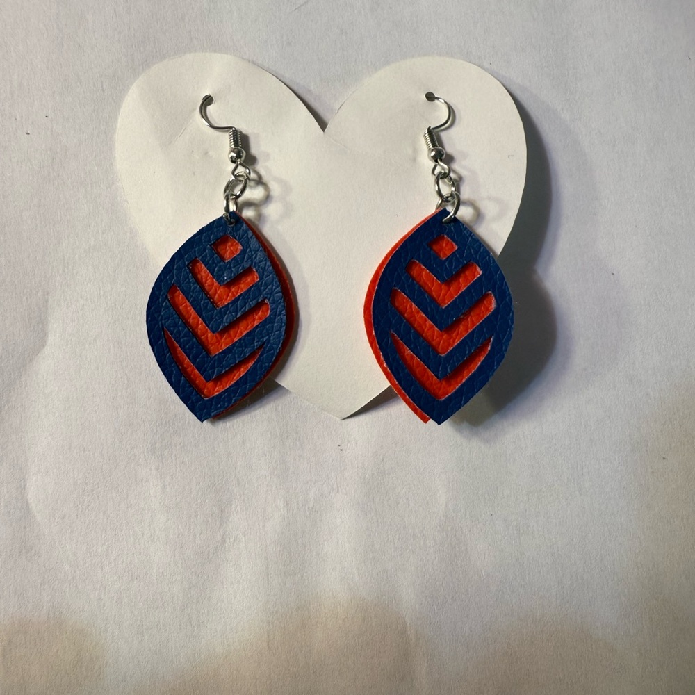 Hand Crafted Blue and Red Earrings